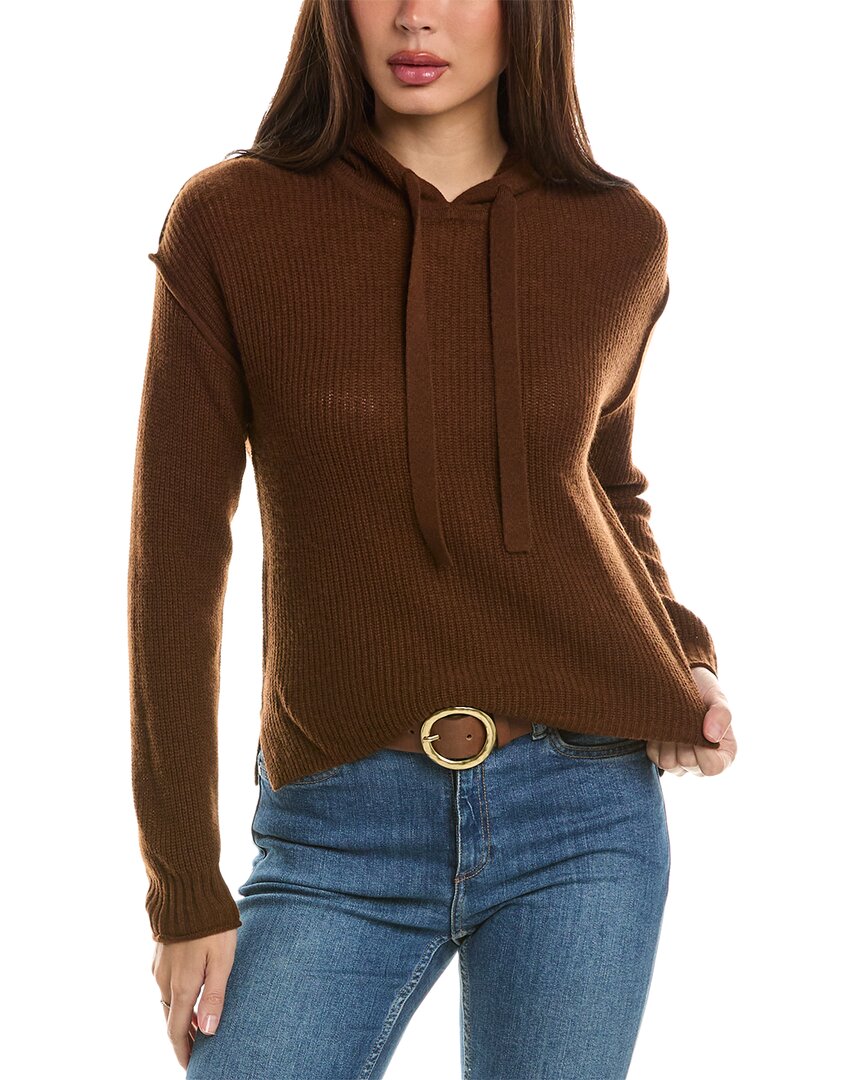 Hannah Rose Wool & Cashmere-blend Hoodie In Brown