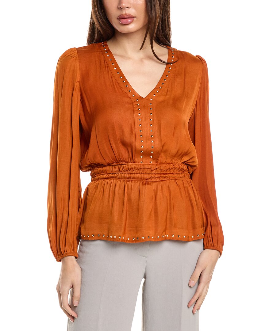 T Tahari Women's Grommet-trim V-neck Peplum Top