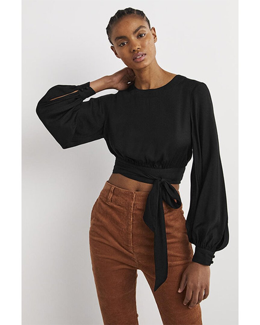 Shop Boden Long Sleeve Crop Top In Black