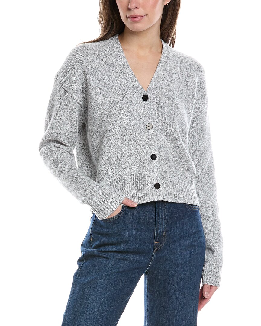 Shop Theory Cropped Wool & Cashmere-blend Cardigan In Grey