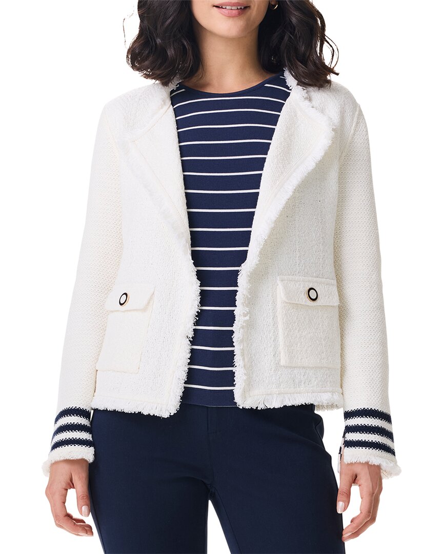 Nic + Zoe Nic+zoe Petite Subtle Stripe Fringe Mix Knit Jacket