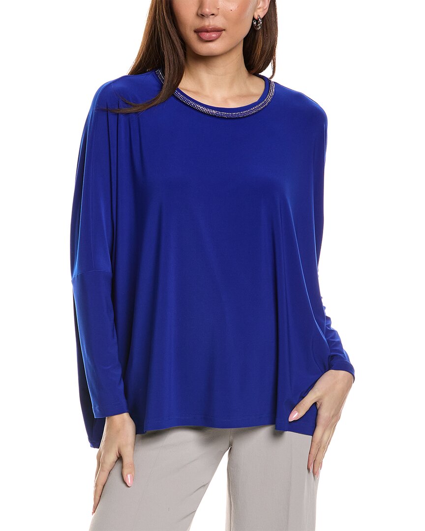 Shop Joseph Ribkoff Rhinestone Neck Top In Blue
