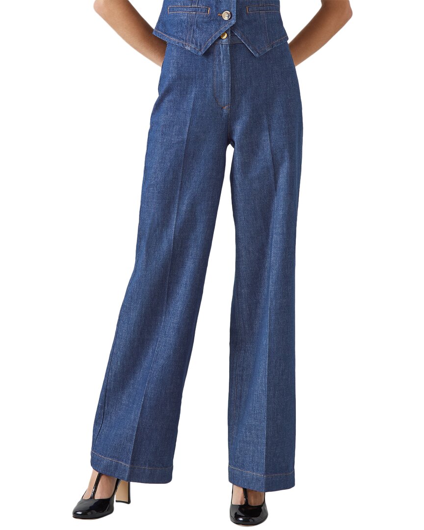 Lk Bennett Ami Trouser In Blue