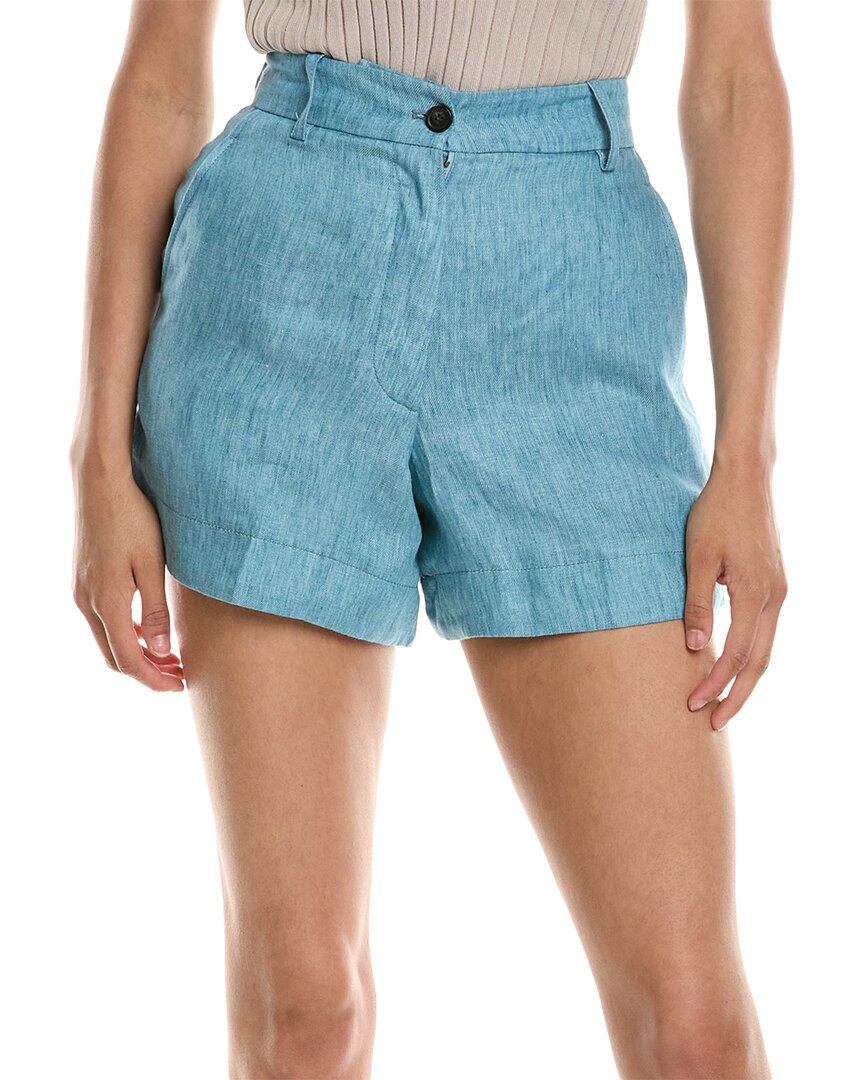 Shop Vanessa Bruno Nixia Linen Short In Blue