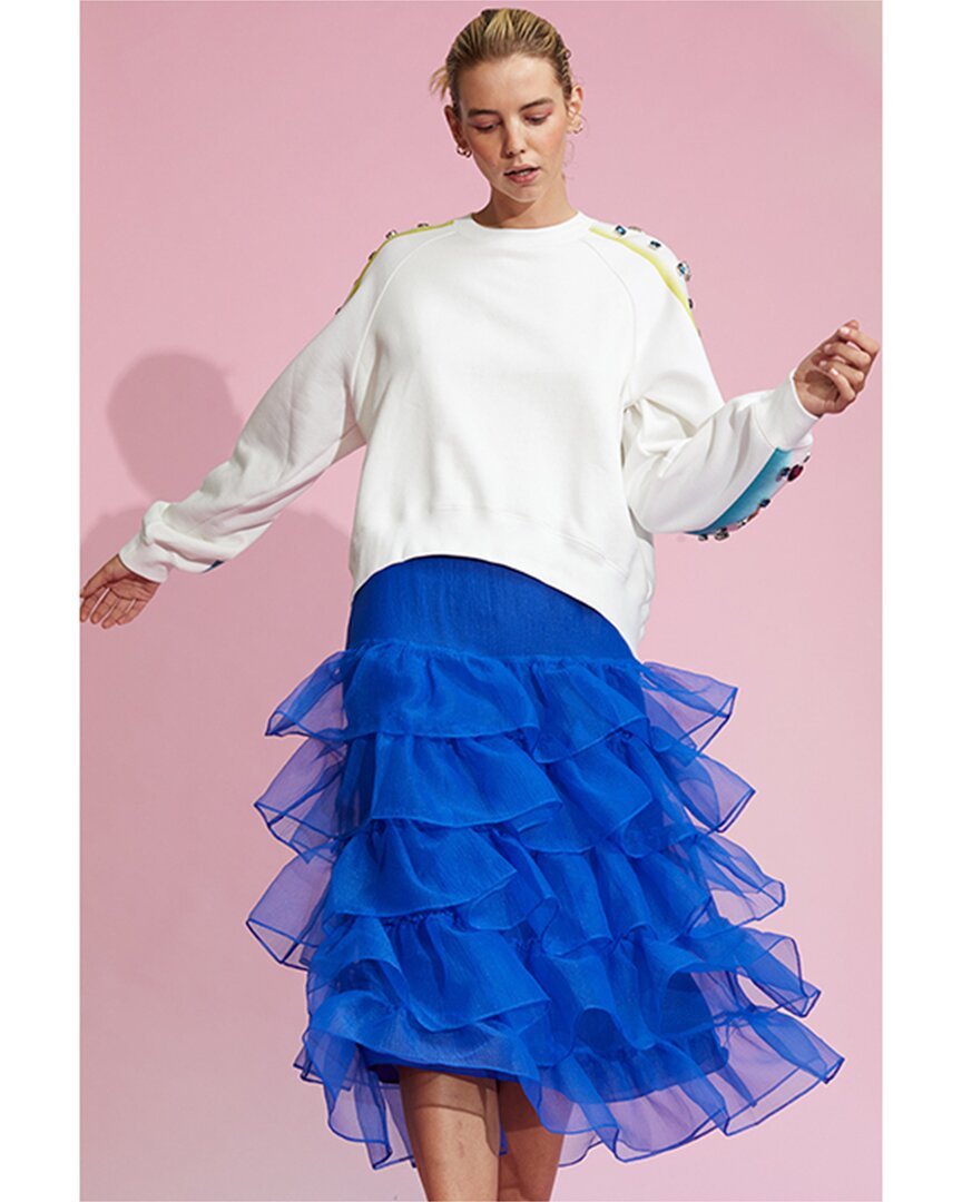 Shop Cynthia Rowley Organza Ruffle Mini Skirt In Blue