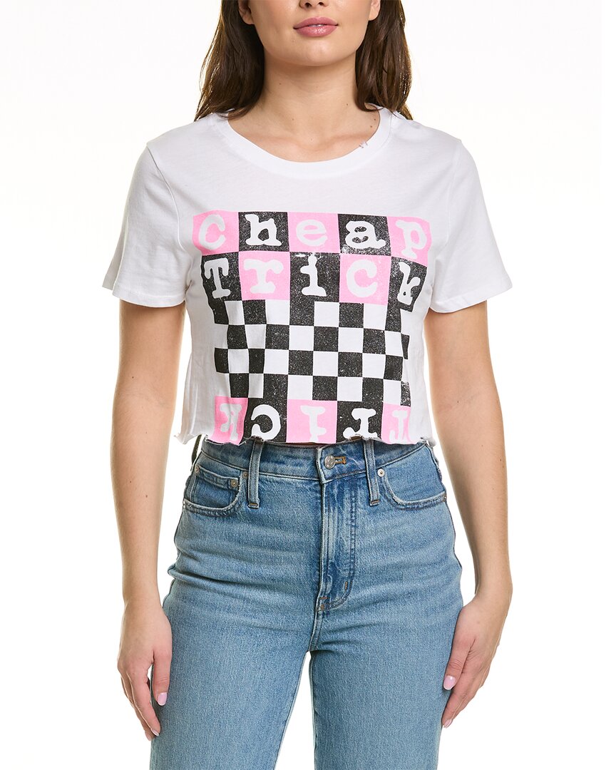 Prince Peter Cheap Trick Checkerboard Crop T-shirt In White