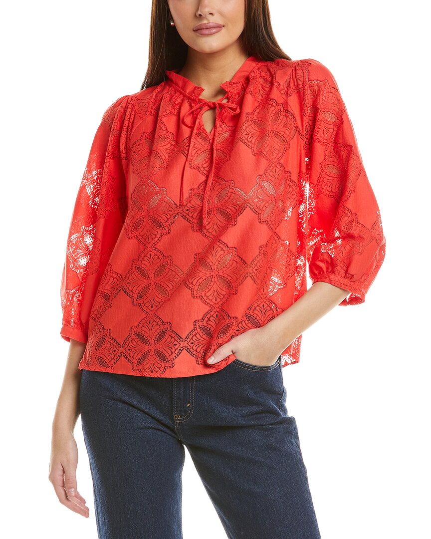 Shop Vince Camuto Peasant Split Neck Blouse