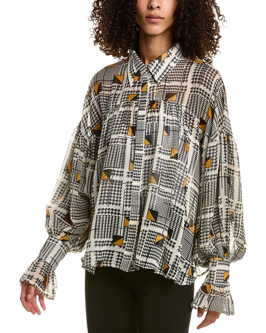 Gracia Oversized Bishop Sleeve Top In Beige
