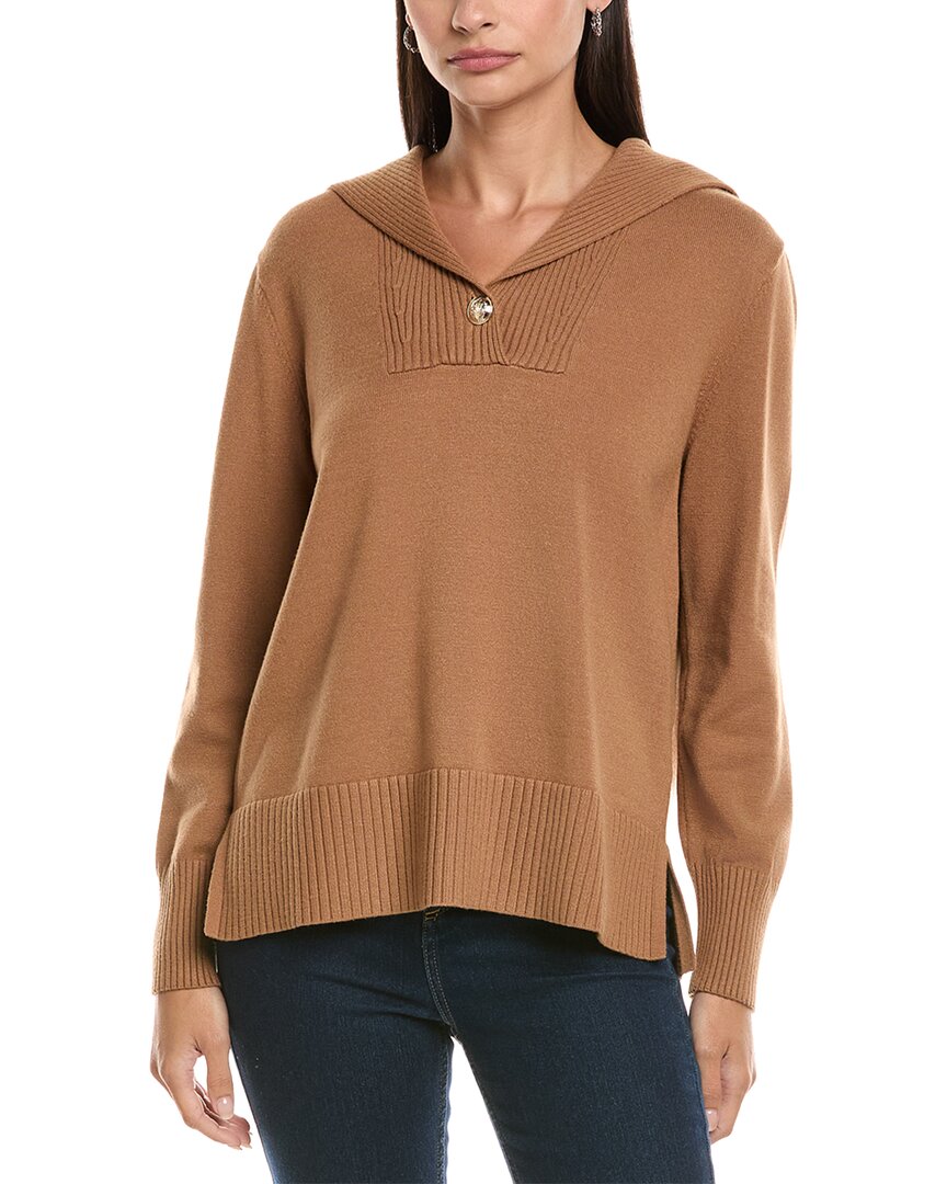Jones New York Oversized-collar Sweater In Brown