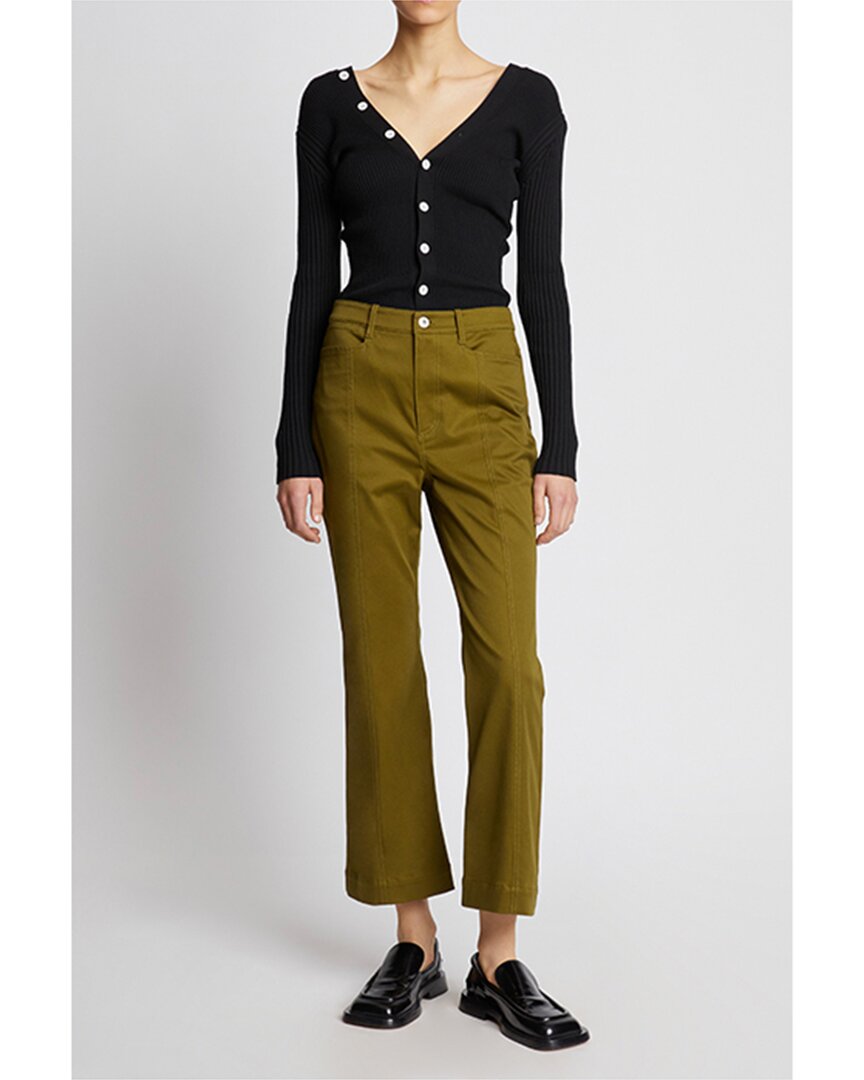 Proenza Schouler White Label Twill Cropped Pant In Green