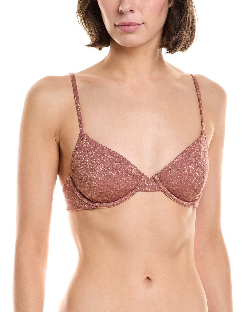 Montce Sparkle Dainty Bikini Top In Beige