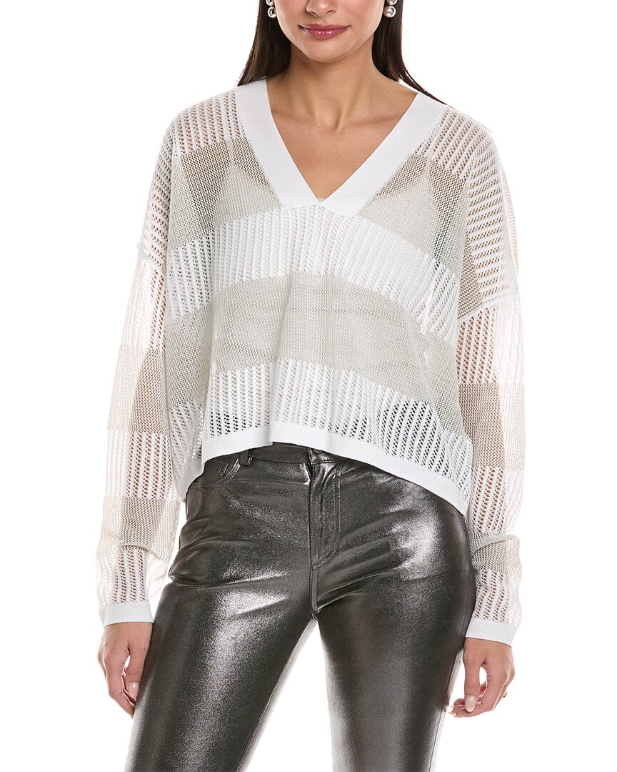 Allsaints Misha V-neck Open Stitch Sweater In White