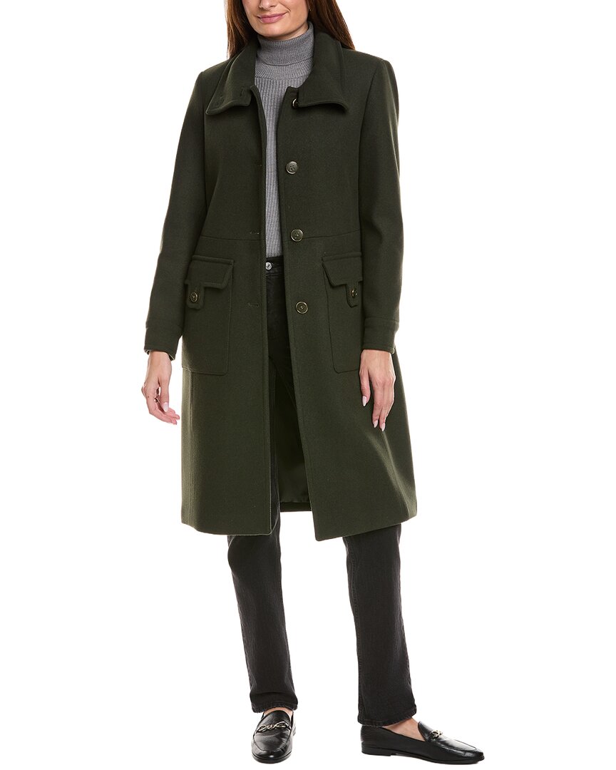 Andrew Marc Almedia Cadet Wool-blend Coat In Green