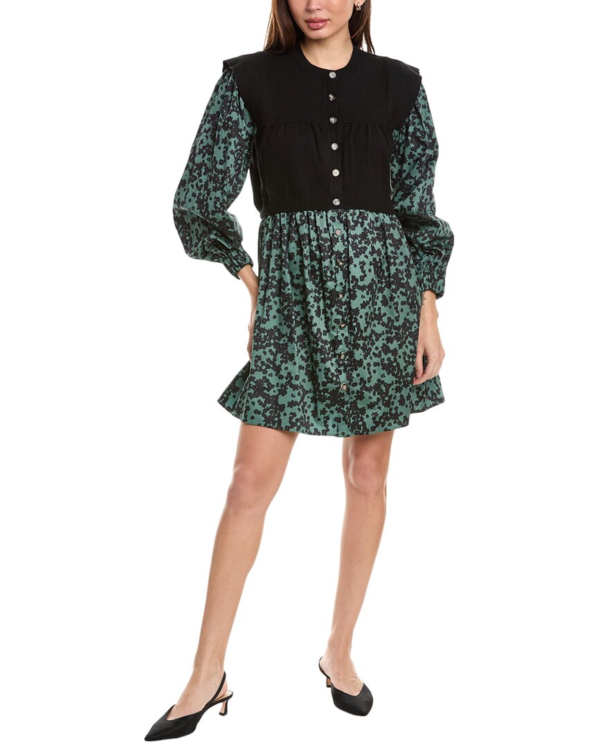 Crosby By Mollie Burch Hendrix Mixed Media Mini Dress In Green