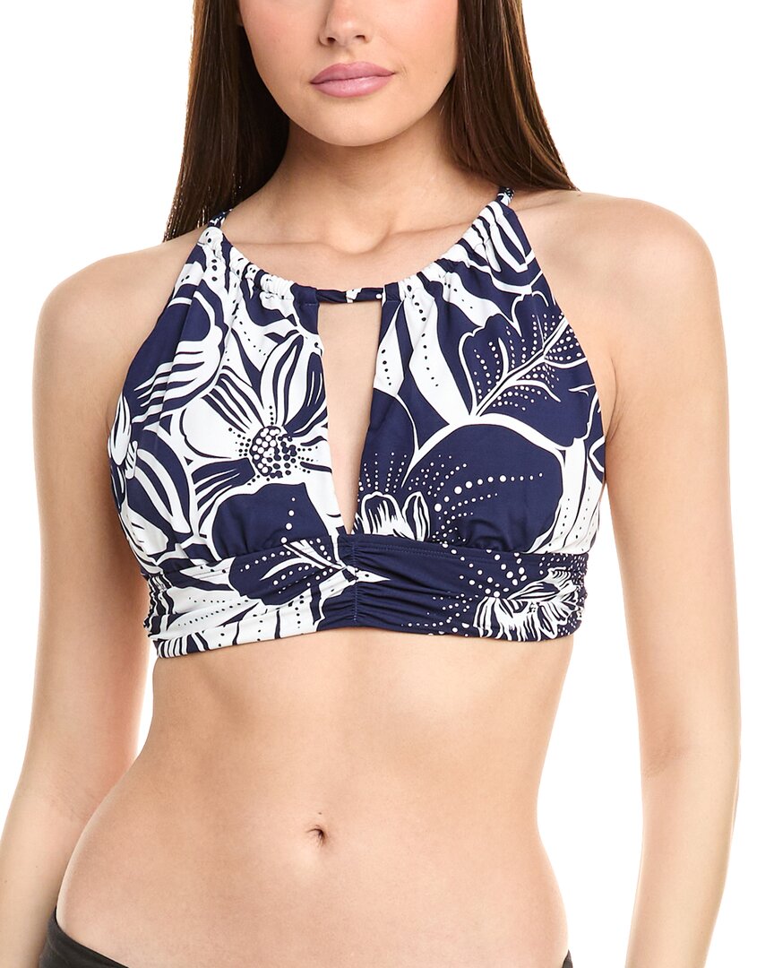 La Blanca Playa High Neck Bikini Top In Blue