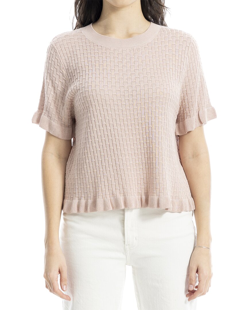 Max Studio Ruffle Trim Short Sleeve Sweater