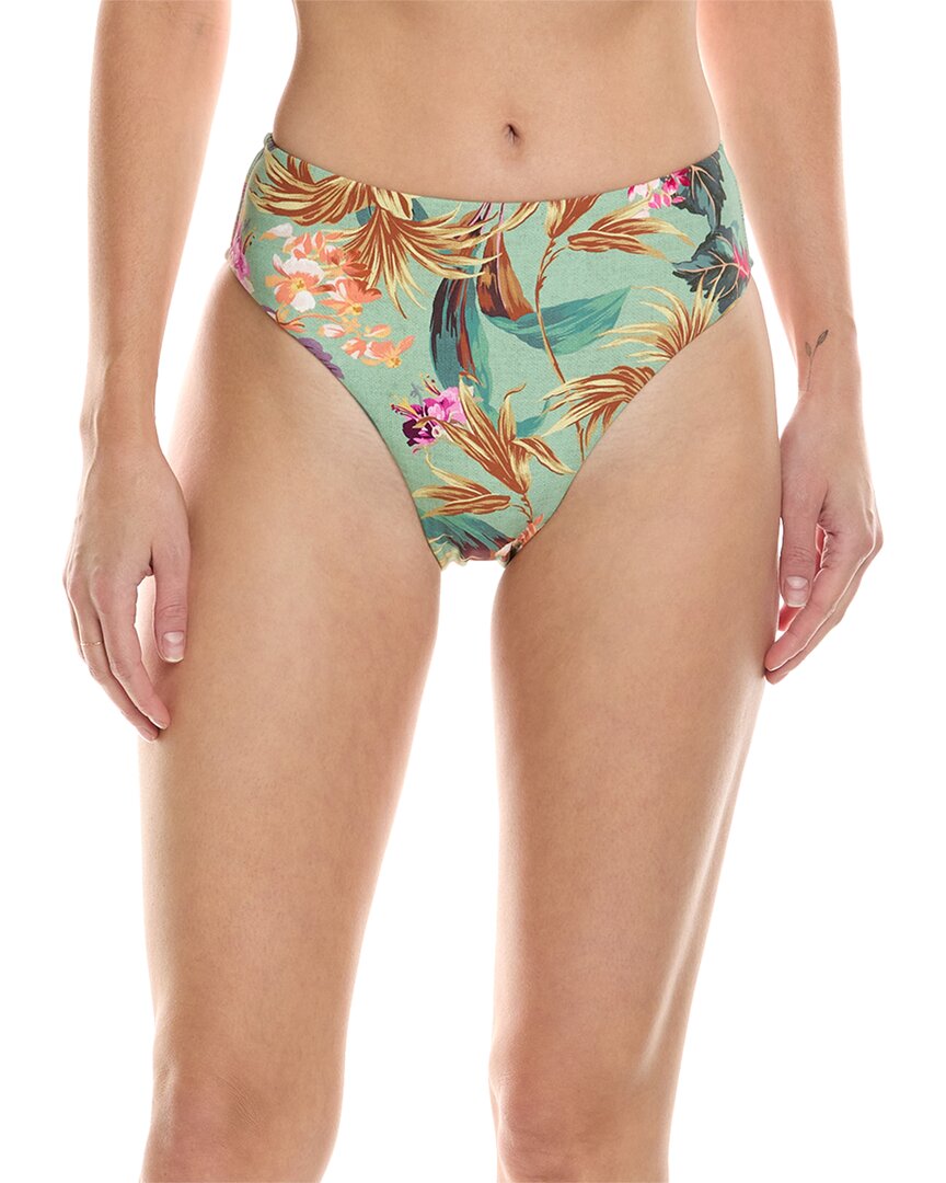 Monte And Lou High-waist High-leg Bikini Bottom In Green