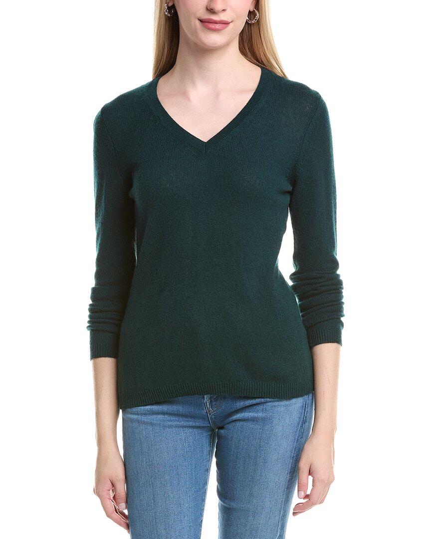 Forte Cashmere V-neck Cashmere Sweater In Green