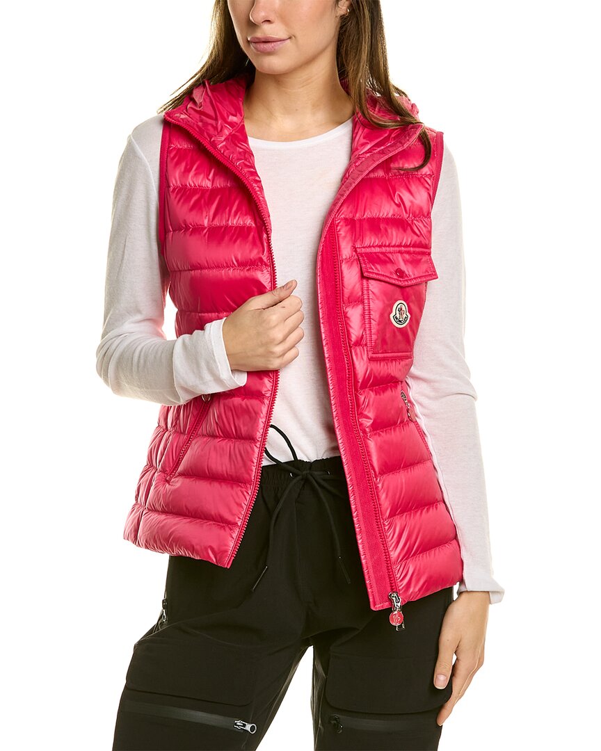 Moncler Glygos Zip-up Down Vest In Pink