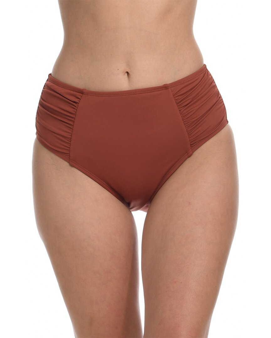 La Blanca Island Goddess Side Shirred High Waist Bikini Bottoms In Cinnamon