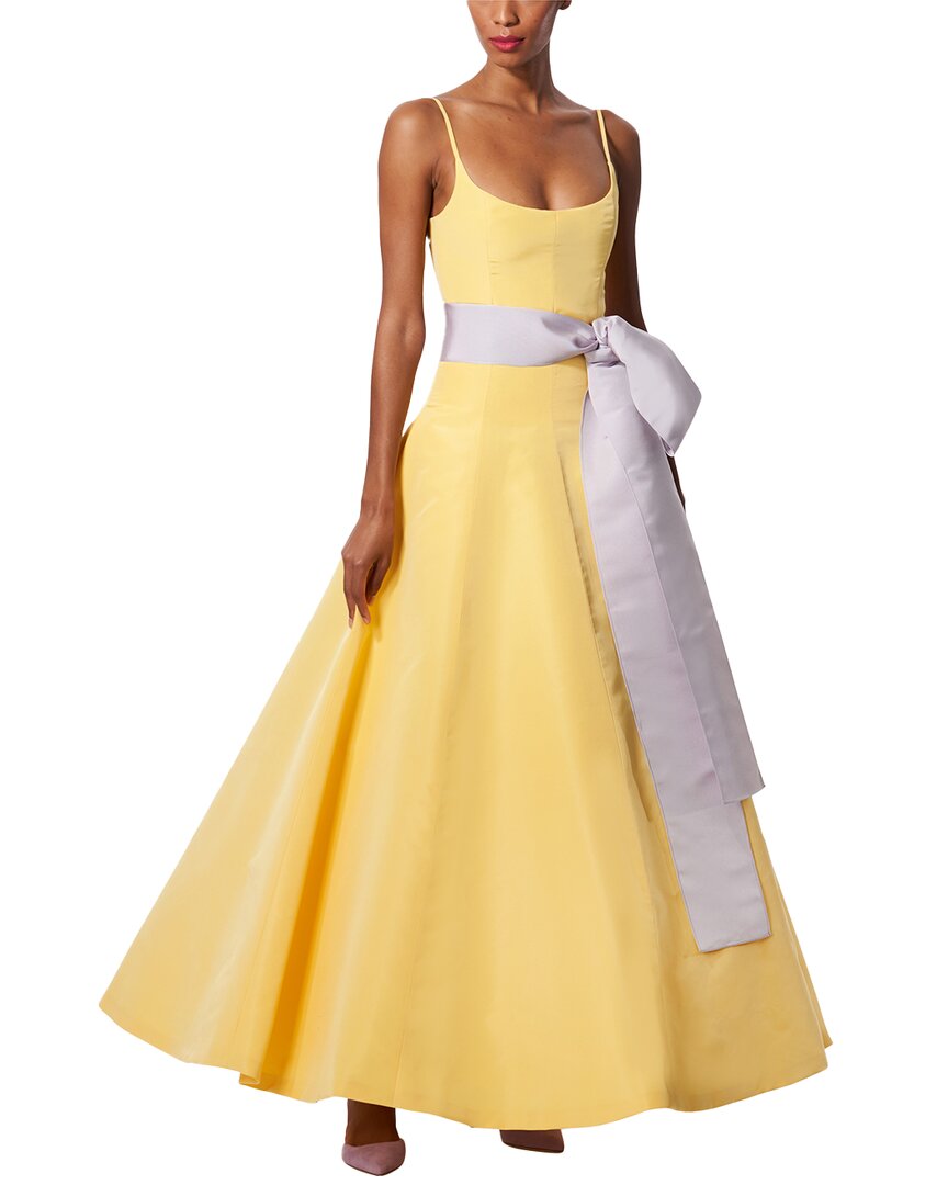 Carolina Herrera Belted Silk-faille Gown In Yellow