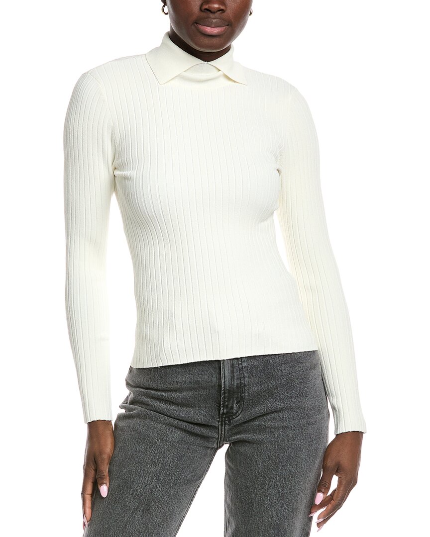 Autumn Cashmere Rib Collar Sweater In White