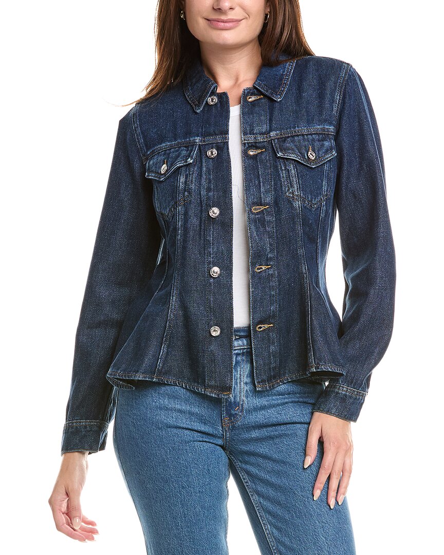 7 For All Mankind Denim Flounce Trucker Jacket In Blue