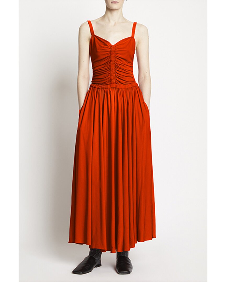Proenza Schouler White Label Asymmetric Ruched Jersey-crepe Dress In Red