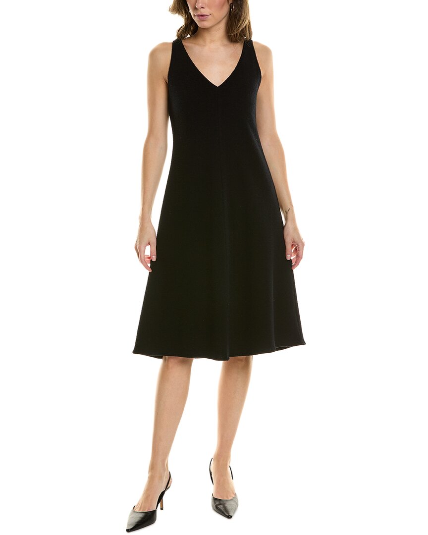 Shop Vince V-neck Wool-blend Slip Dress In Black