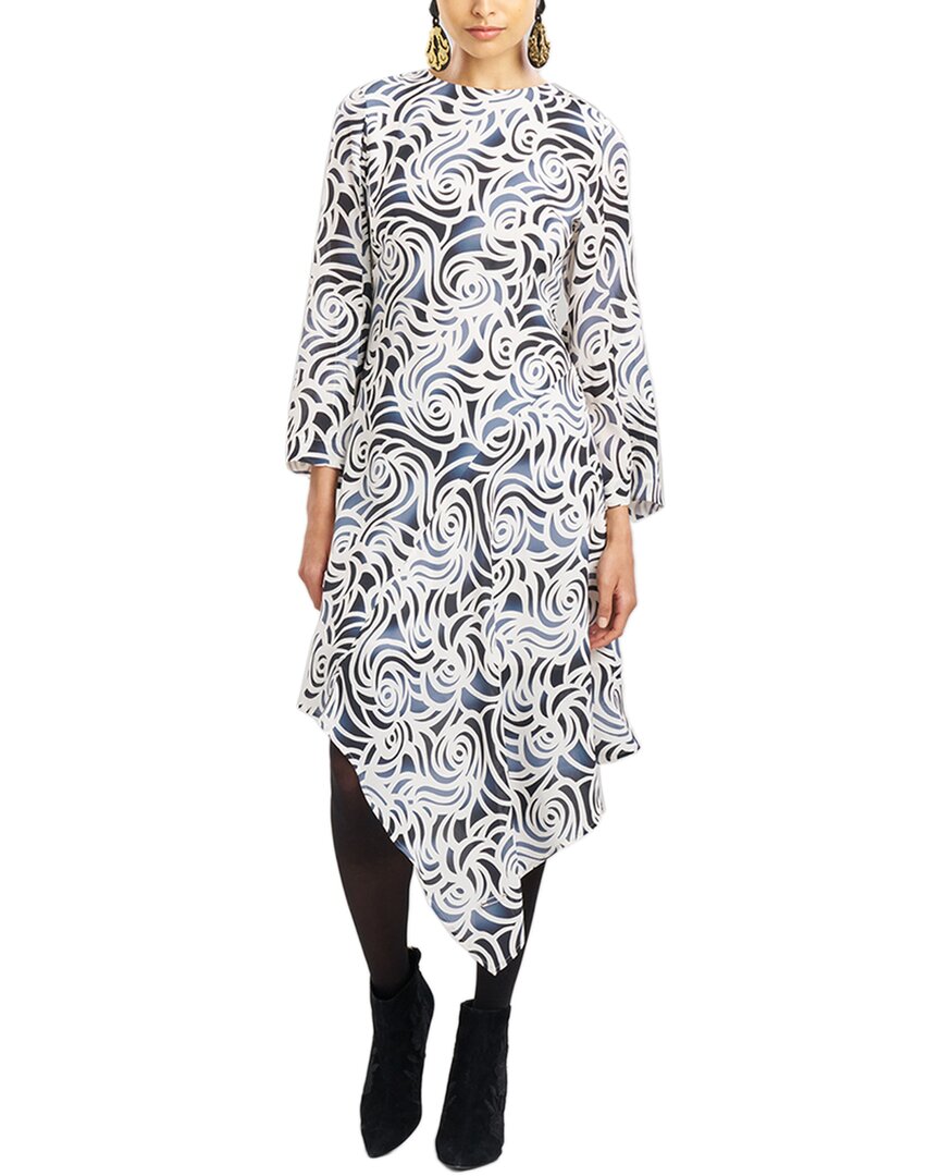 Natori Asymmetrical Drape Vent Sleeve Silk-blend Dress
