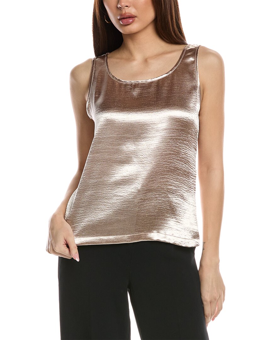 T Tahari Satin Scoop Neck Tank In Gold