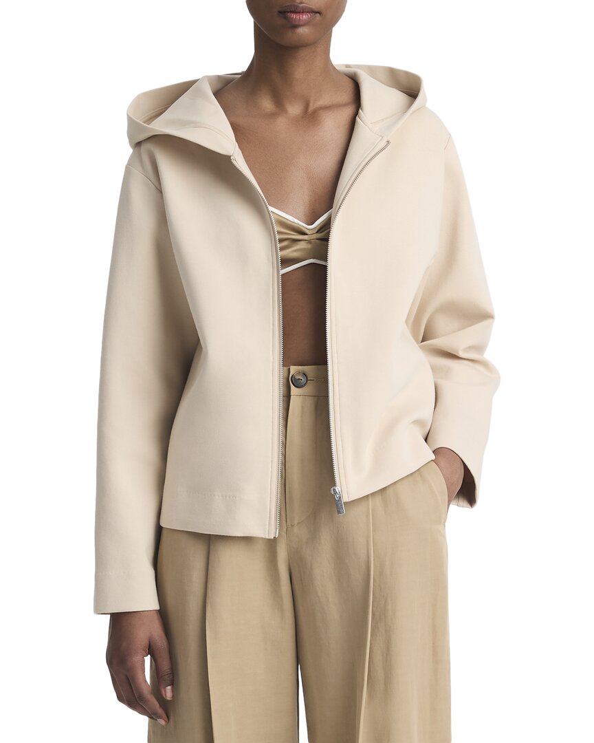 Vince Cotton-blend Cropped Zip-up Hoodie In Beach