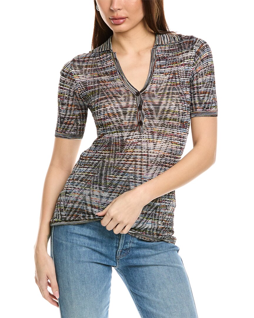 Shop Missoni Wool-blend Polo Sweater In Black