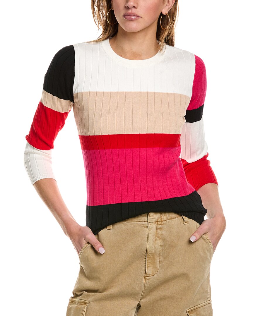 Elie Tahari The Remy Ribbed Colorblock Sweater In Pink