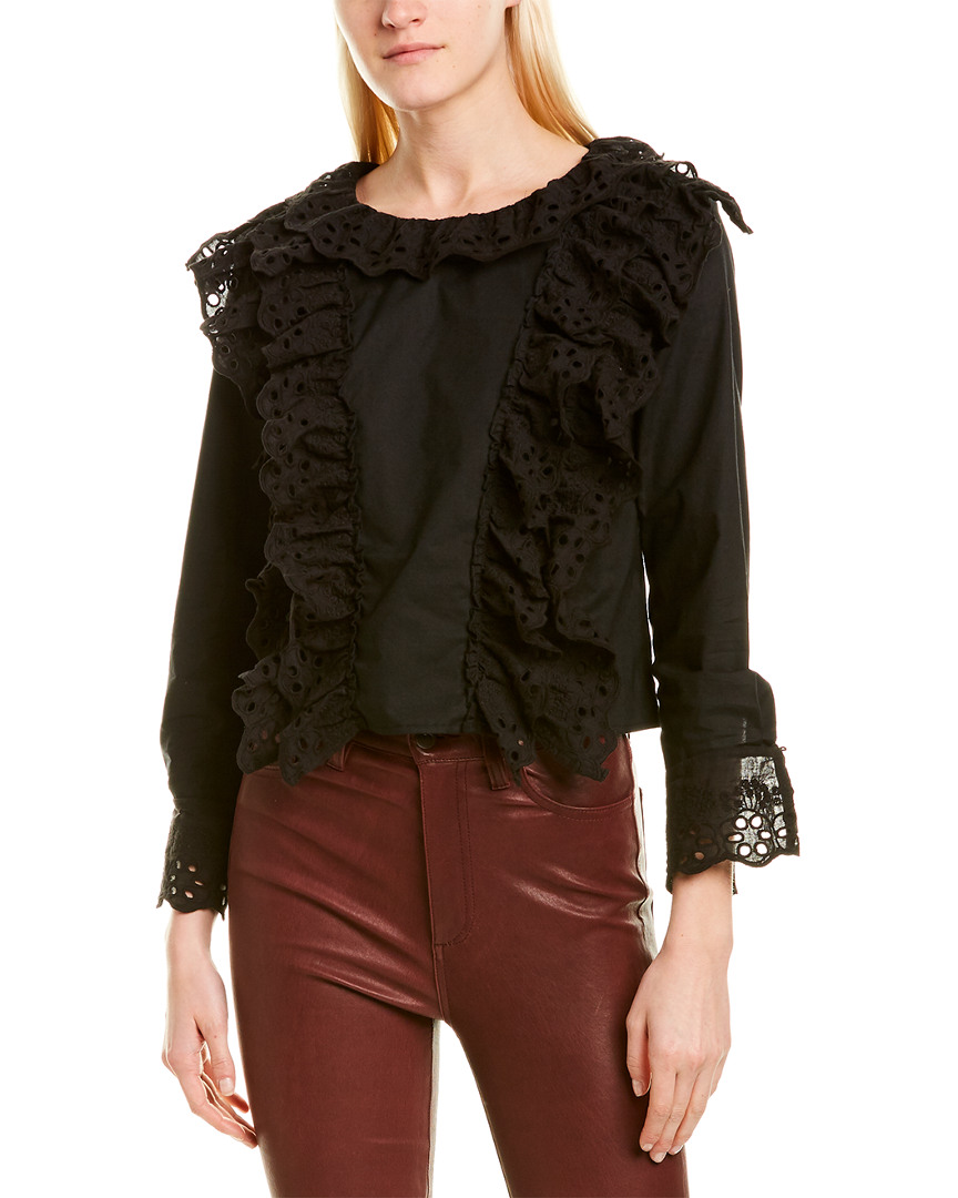 Image of DNT Ruffle-Trim Blouse