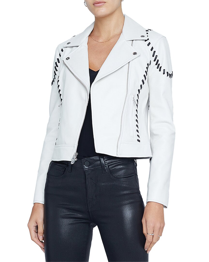 L'agence Eleana Whipstitch Leather Biker Jacket