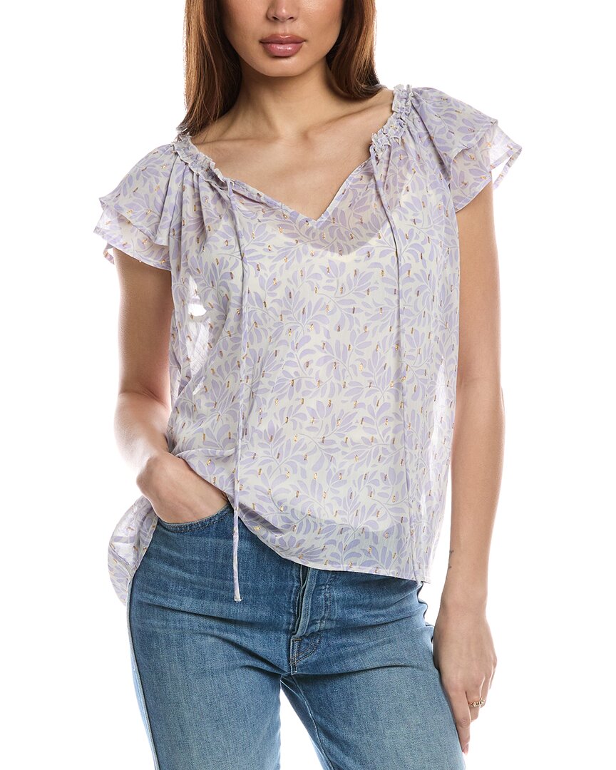 Lovestitch Flutter Sleeve Blouse In Gray