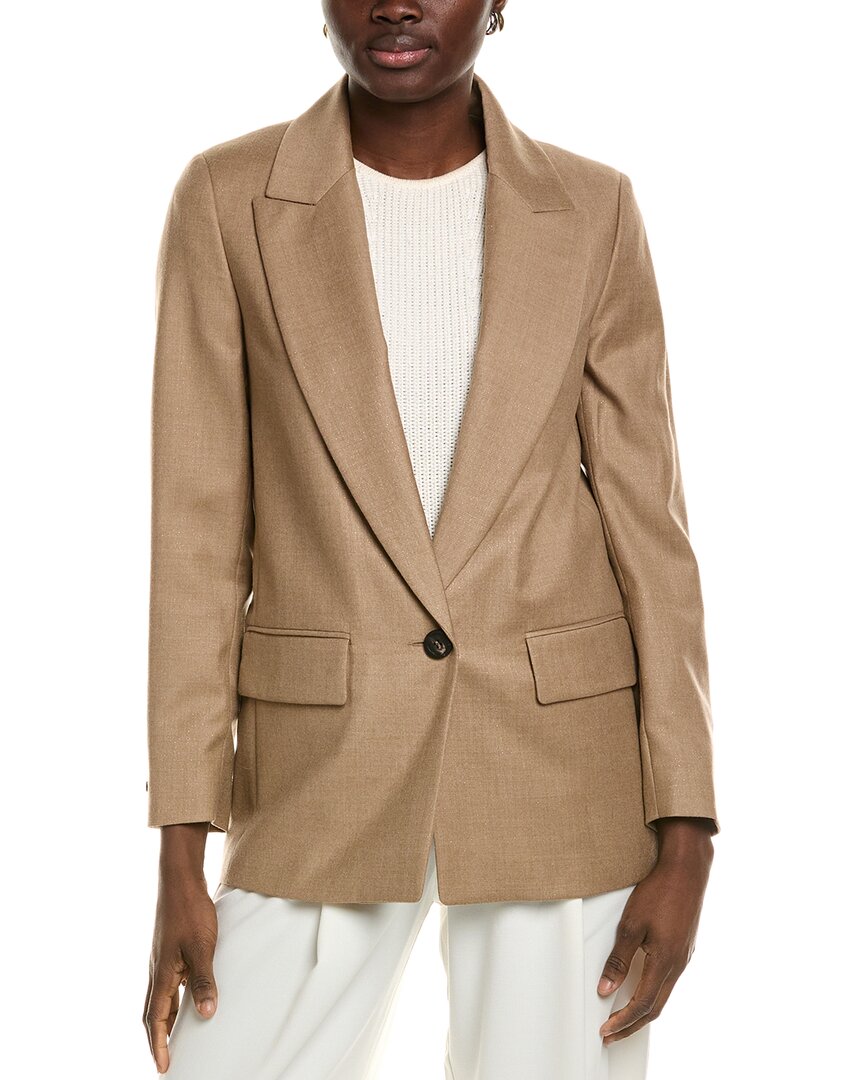 Peserico Wool-blend Blazer In Brown