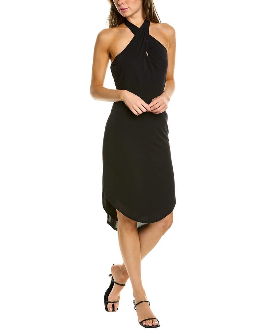 halston heritage black halter dress Twist Tie Neck In Ebay