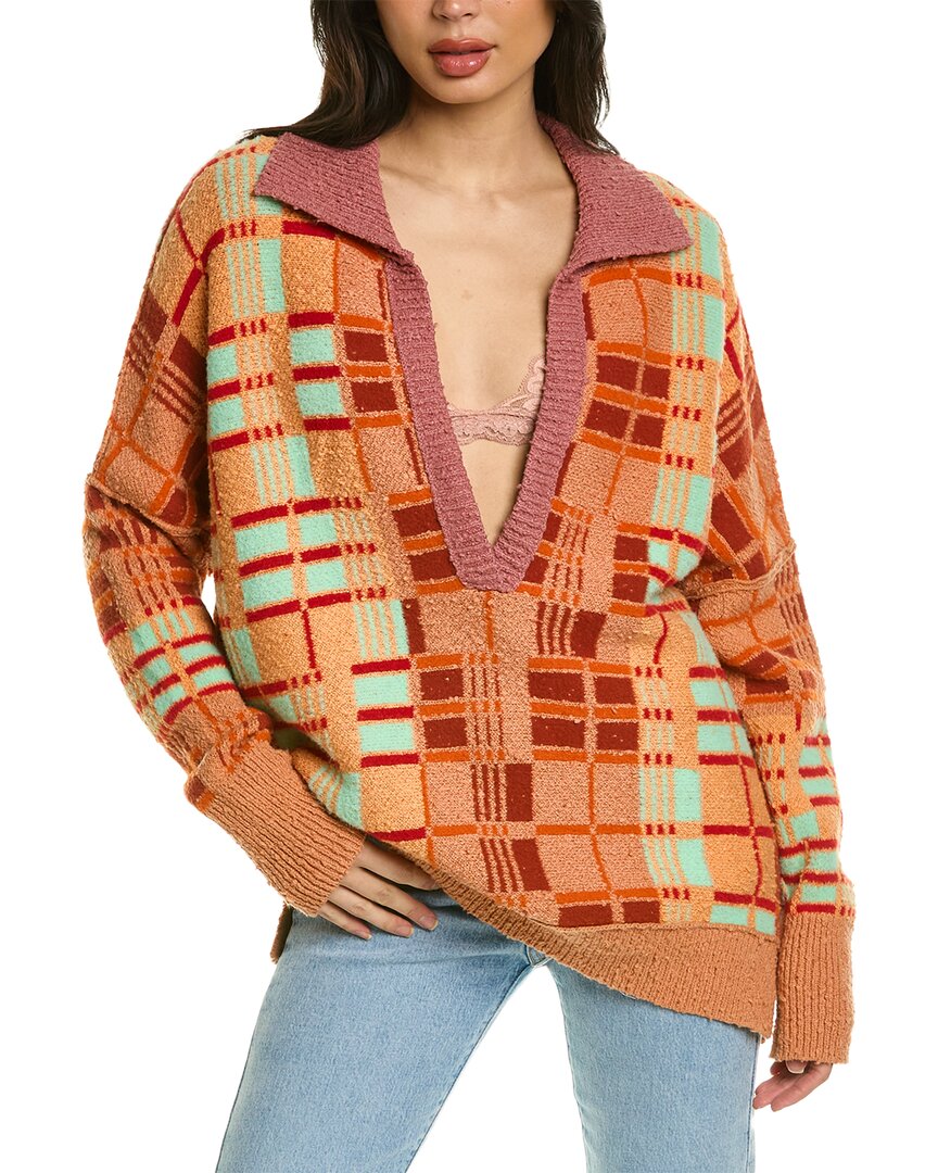 Free People Ruben V neck Sweater In Orange ModeSens