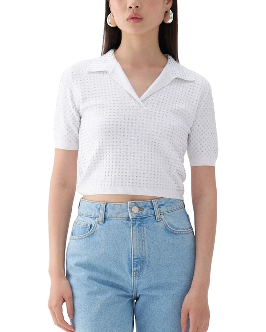 NOCTURNE NOCTURNE RHINESTONE EMBROIDERED KNITWEAR TOP