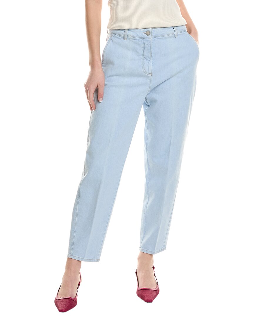 Shop Peserico Light Wash Relaxed Straight Jean In Blue