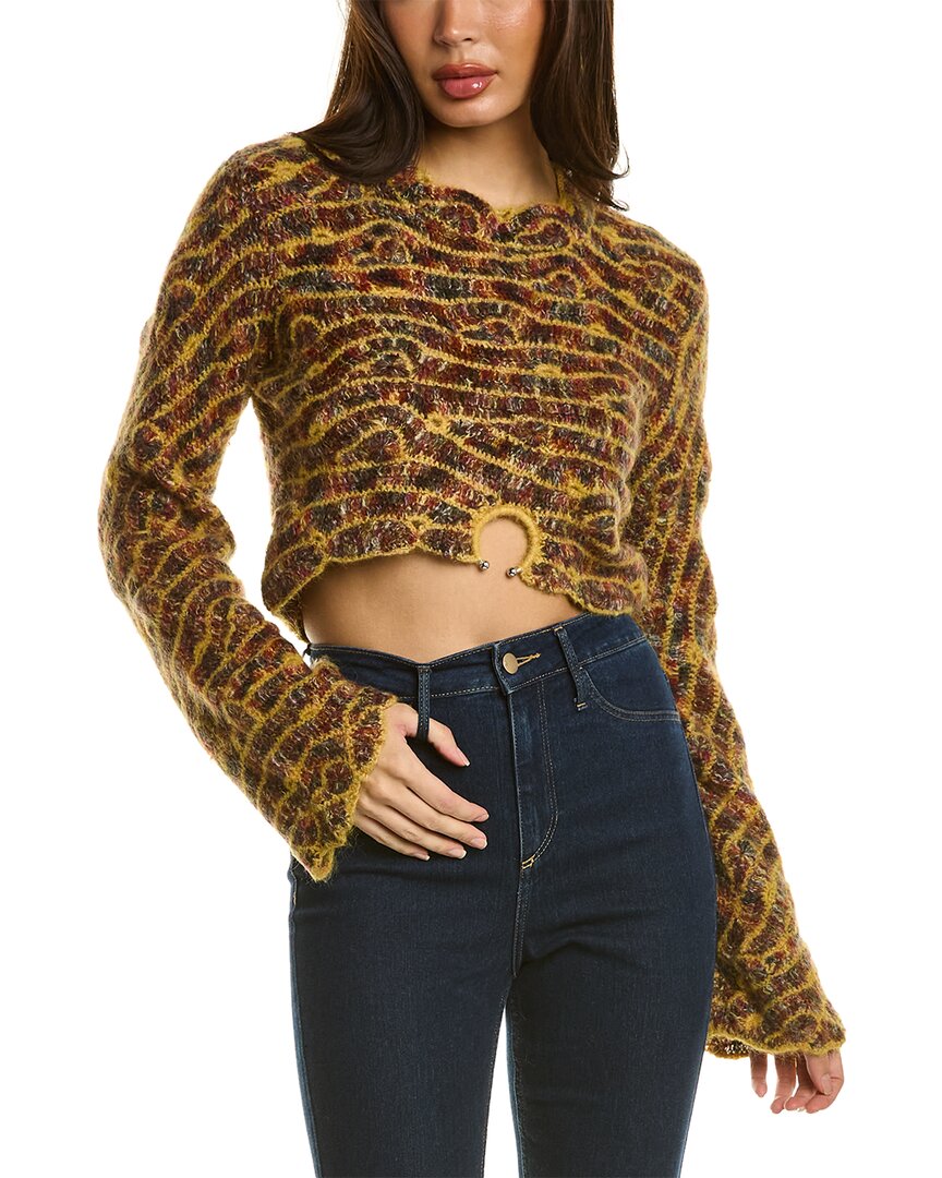 Shop Sea Ny Skye Crochet Mohair & Wool-blend Sweater In Yellow