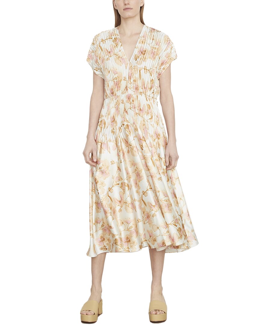 Shop Vince Floral Crushed Cap Sleeve V-neck Dress