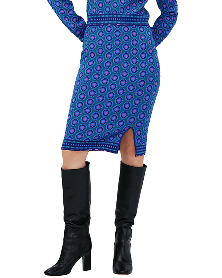 Diane Von Furstenberg Gusta Wool-blend Pencil Skirt In Blue