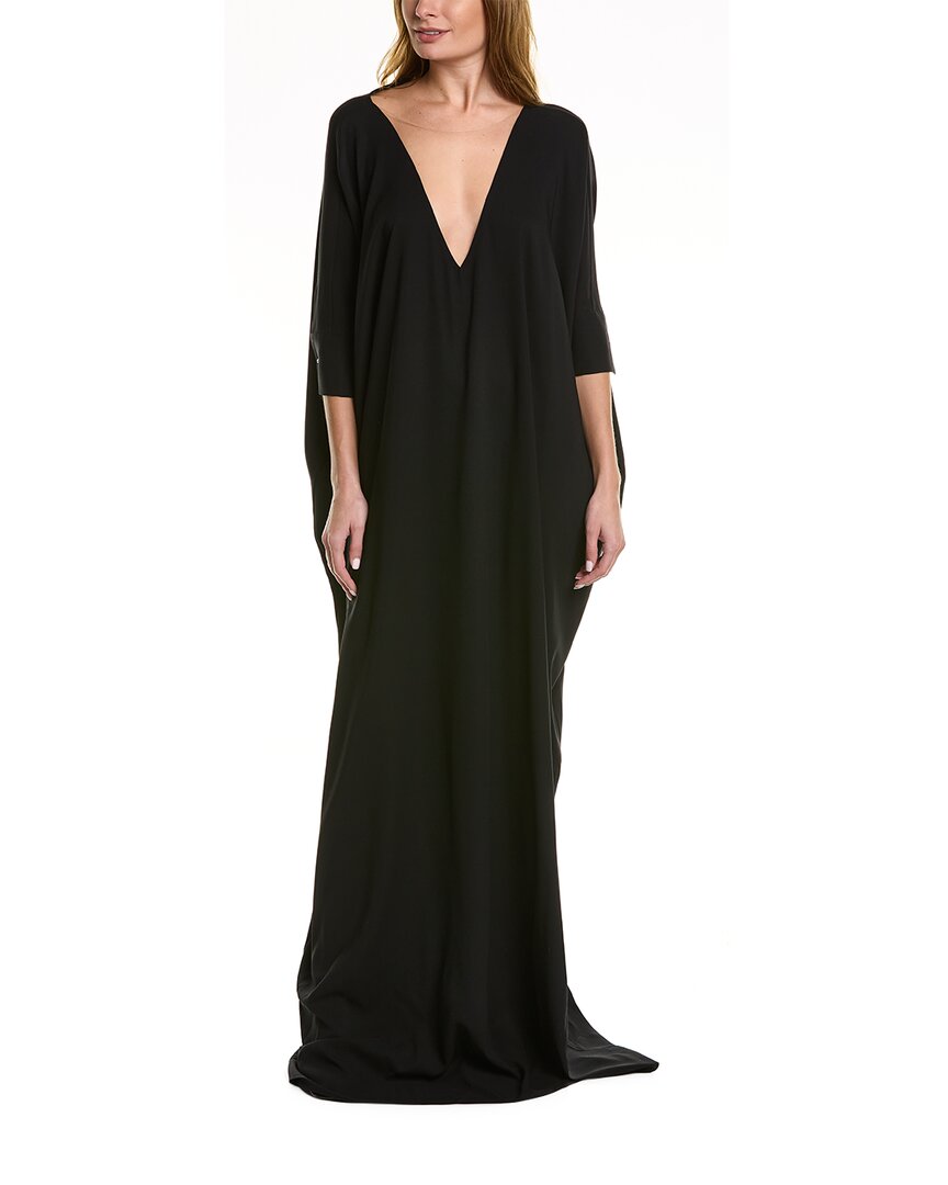 Pre-owned Oscar De La Renta Caftan Silk-blend Dress Women's In Black