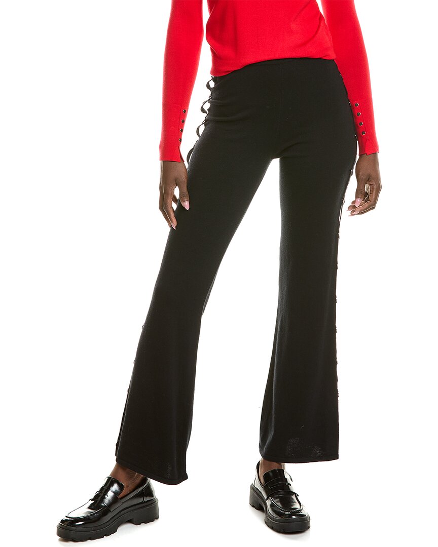 Shop Minnie Rose D-ring Trim Detail Cashmere-blend Pant In Black