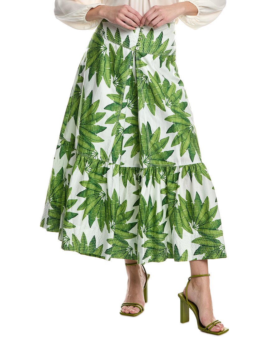 FARM RIO FARM RIO PALM FAN LINEN MAXI SKIRT
