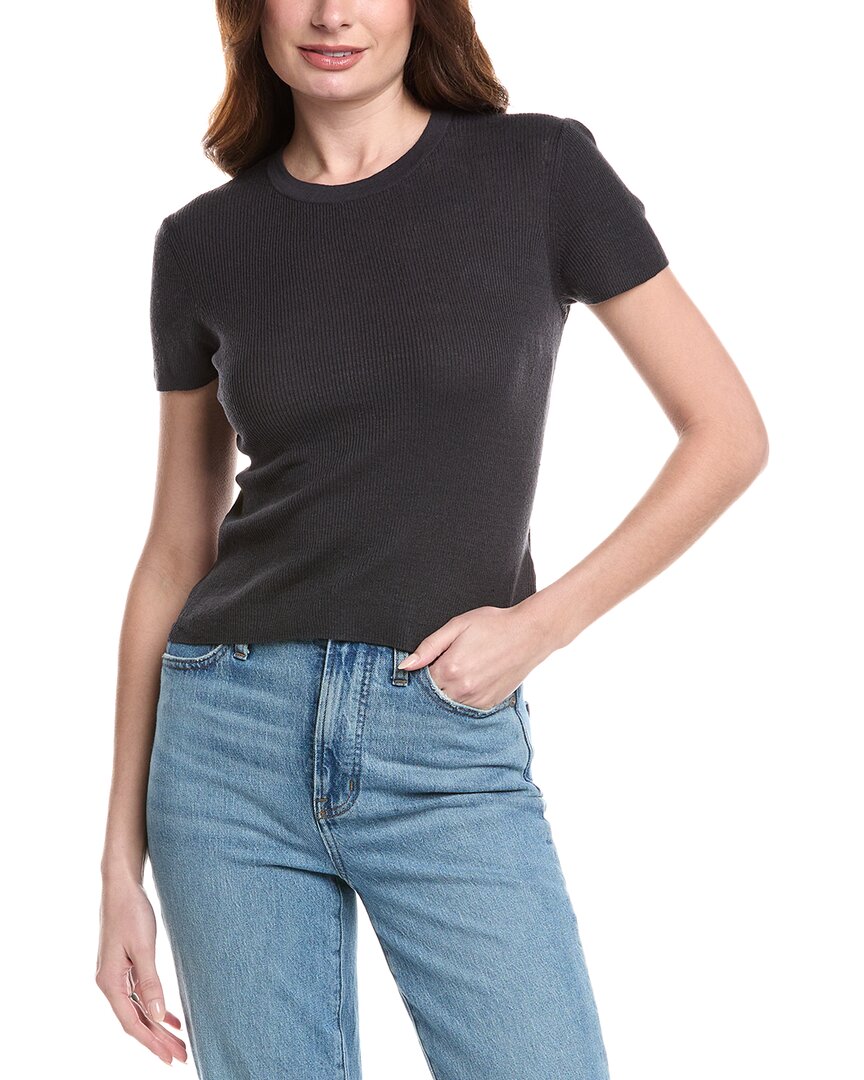 James Perse Stretch Linen-blend T-shirt In Black