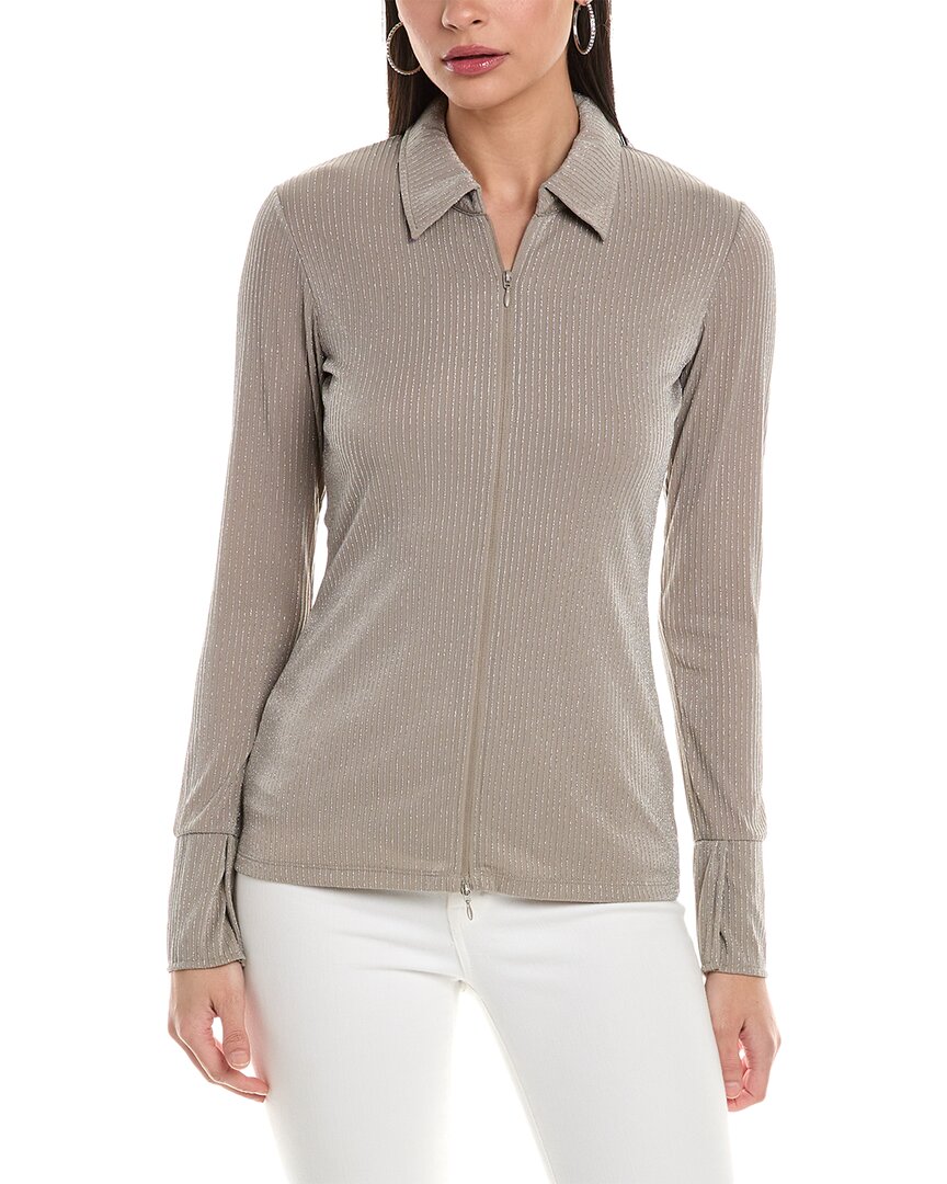 French Connection Paula Rib Top In Grey